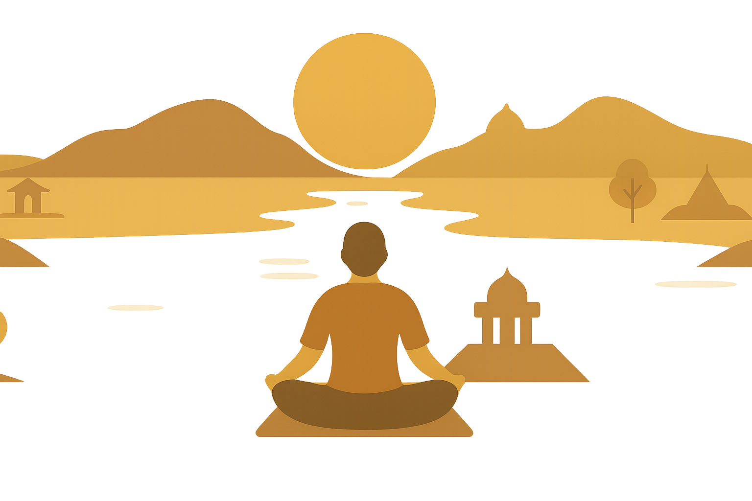 A serene meditation space for the 10-day silent retreat.